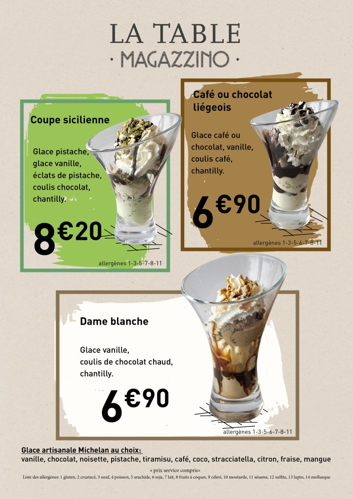 Création d'une carte de glaces pour un restaurant